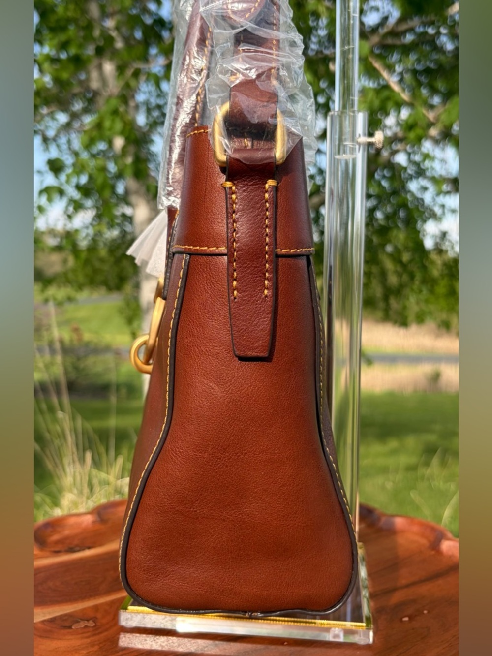 Dooney & Bourke Small Amelie Chestnut Brown Florentine Leather Tote NWT - Picture 11 of 14
